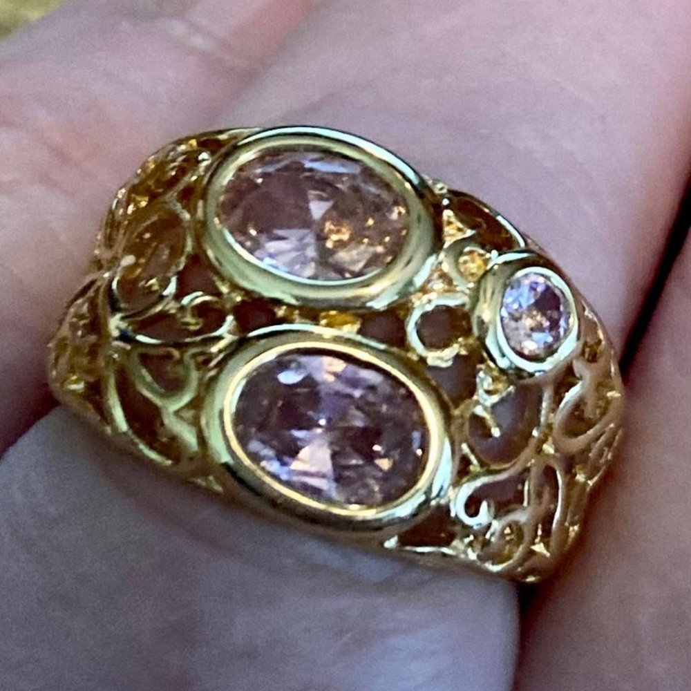 Lab created Pink Topaz Ring - size 5